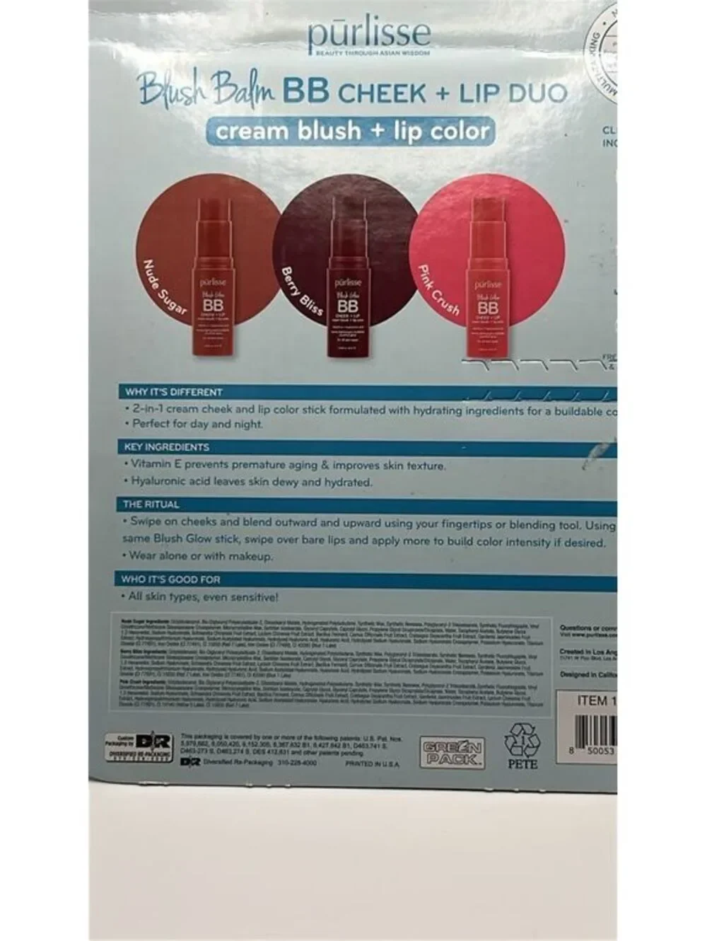 Purlisse Blush Balm BB Cream Blush + Lip 3-Piece Set